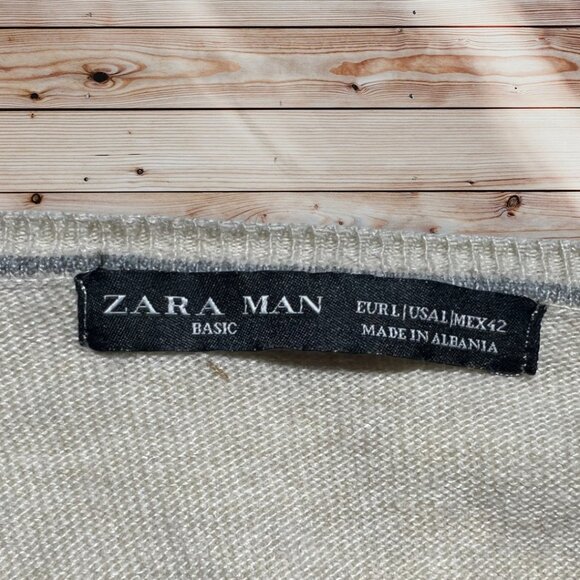 Zara Mens beige Sweater Size Large - Picture 4 of 6